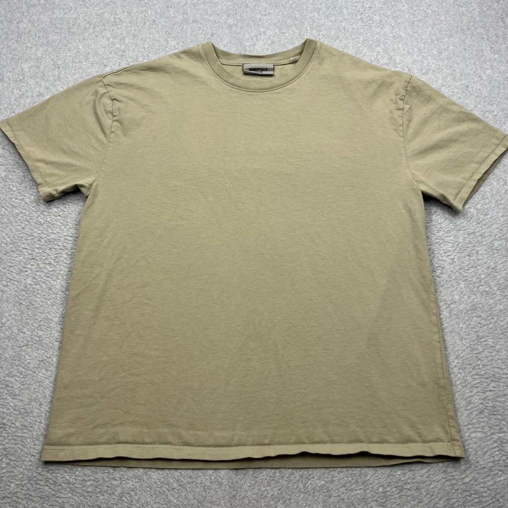 Fear of God Essentials Shirt Mens Large Tan Short Sleeve Embossed Back Logo Tee